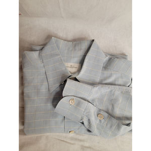 Ermenegildo Zegna Dress Shirt Cotton Blue Checkered S